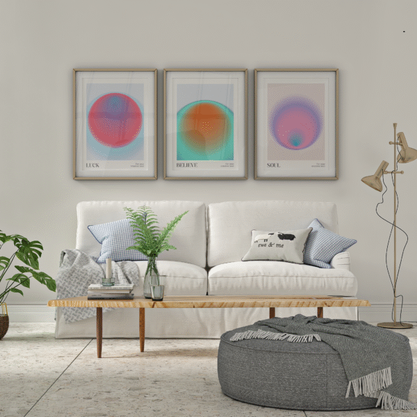 Set de 3 tableaux en style Aura #0310