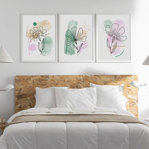 Set de 3 tableaux de fleurs #0306