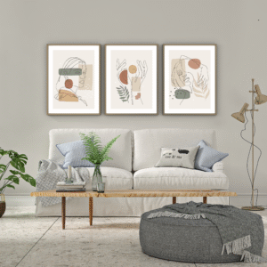 Set de 3 tableaux en style Line Art #0304