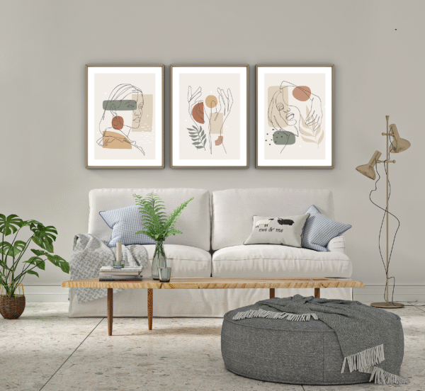 Set de 3 tableaux en style Line Art #0304