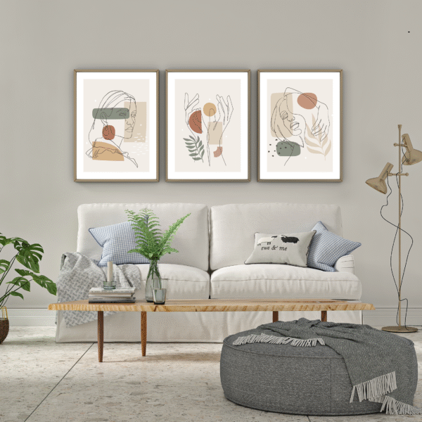 Set de 3 tableaux en style Line Art #0304