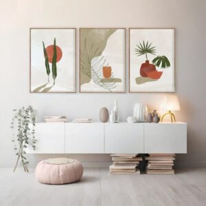 Set de 3 tableaux en style botanique abstrait #0346