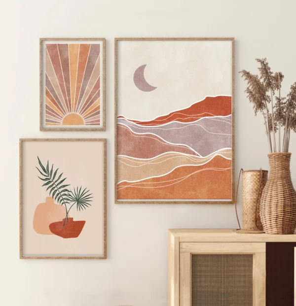 Set de 3 tableaux en style Bohos #0335