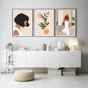 Set de 3 tableaux de femme en style Bohos #0345