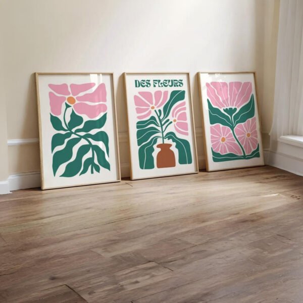 Set de 3 tableaux des fleurs #0354