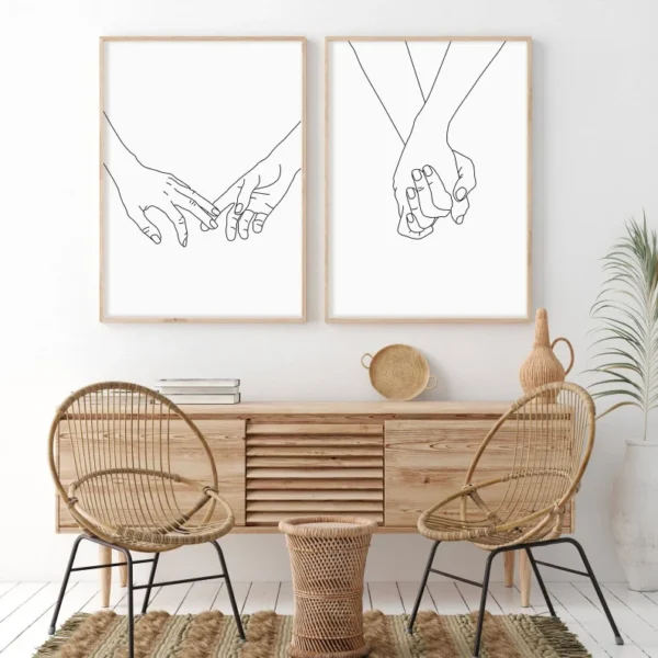 Set de 2 tableaux en style Line Art #0214