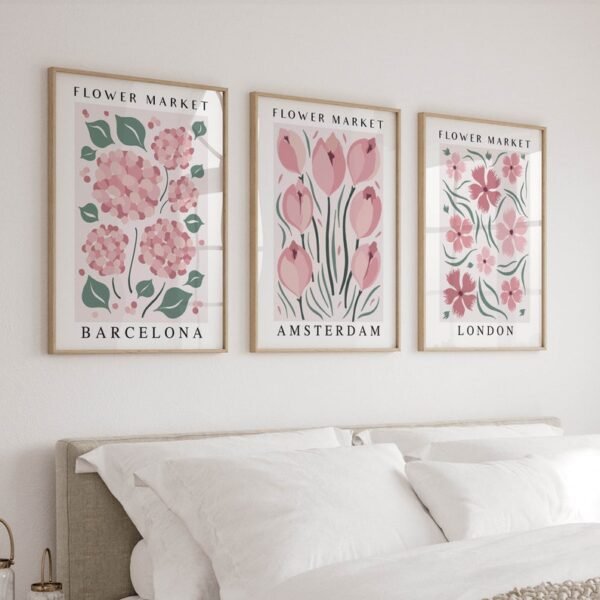 Set de 3 tableaux de fleurs #0378